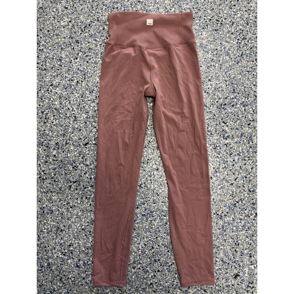 Vuori Rib Studio Leggings In A Pink Marsala Shade High-rise Ribbed Waistband S